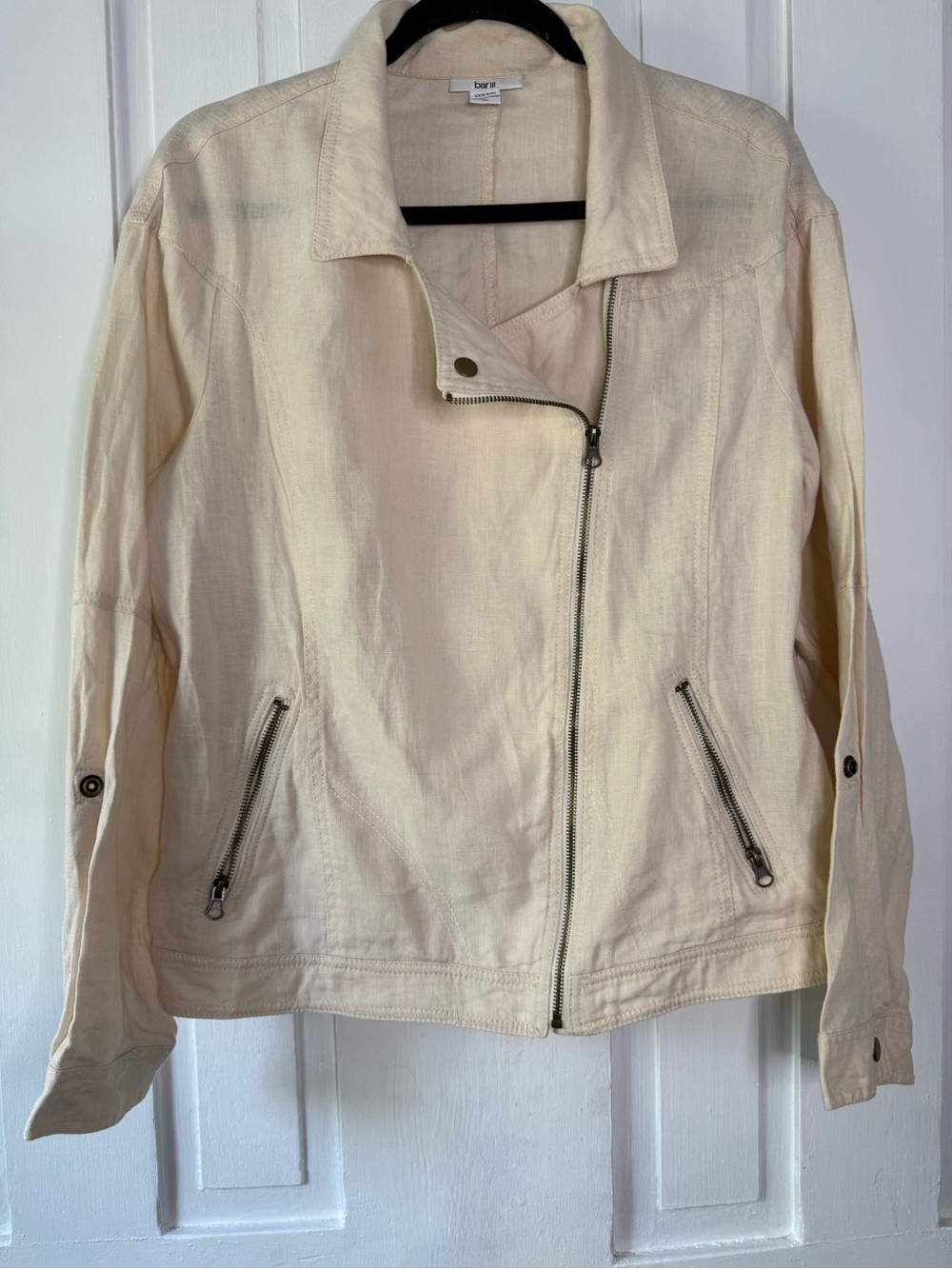 Bar III 100% Linen Asymmetric Moto Zip Jacket - XL